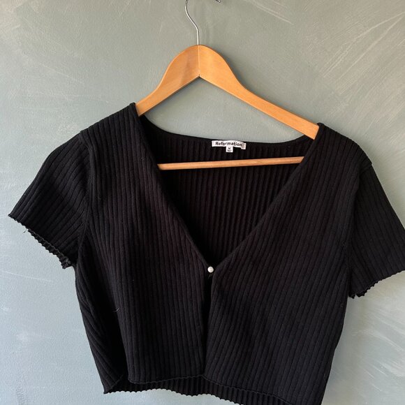 Reformation Anny Cotton Short Sleeve Cardigan - Picture 3 of 5